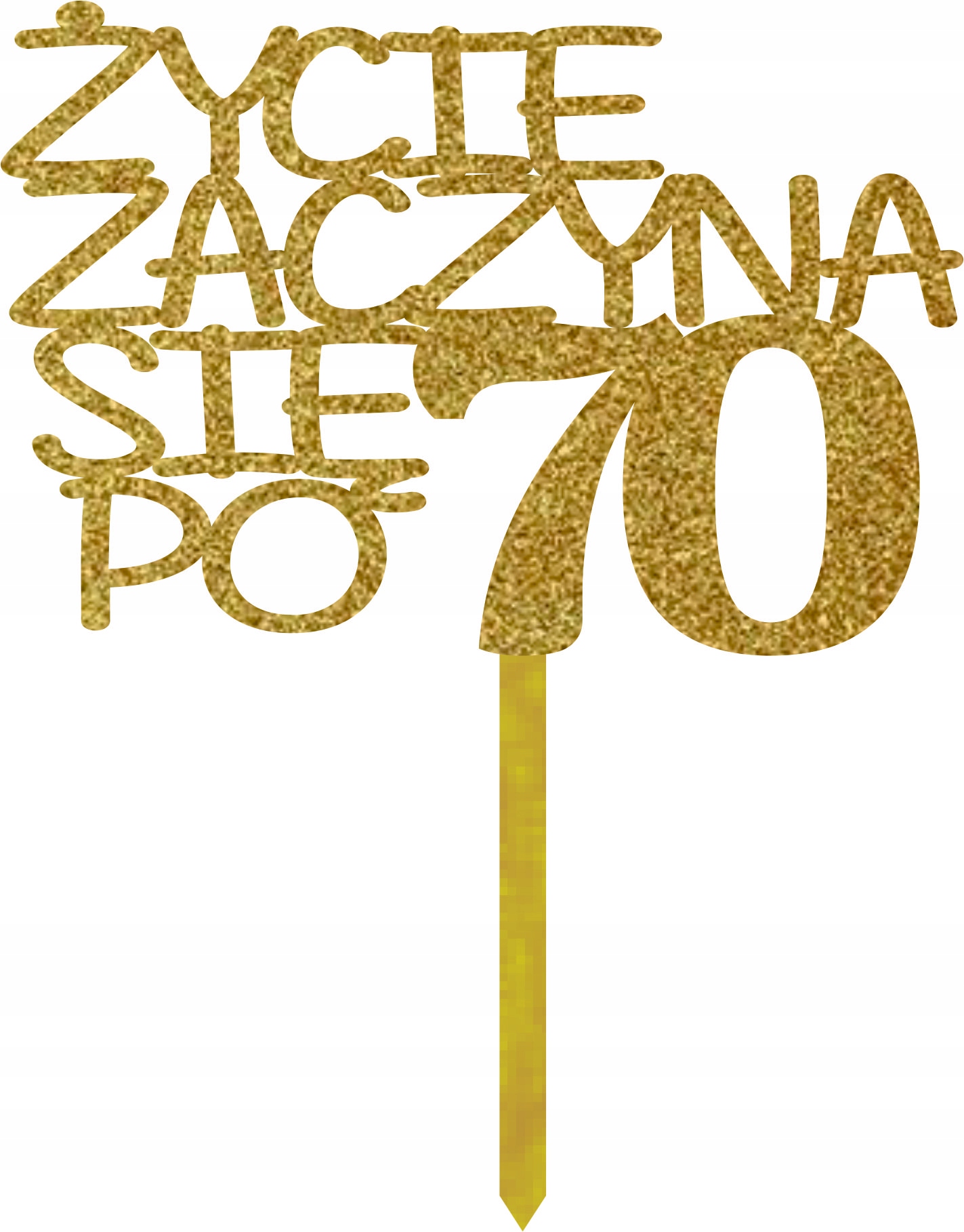 

Złoty Brokat Topper Życie Zaczyna Się Po 60 70 80