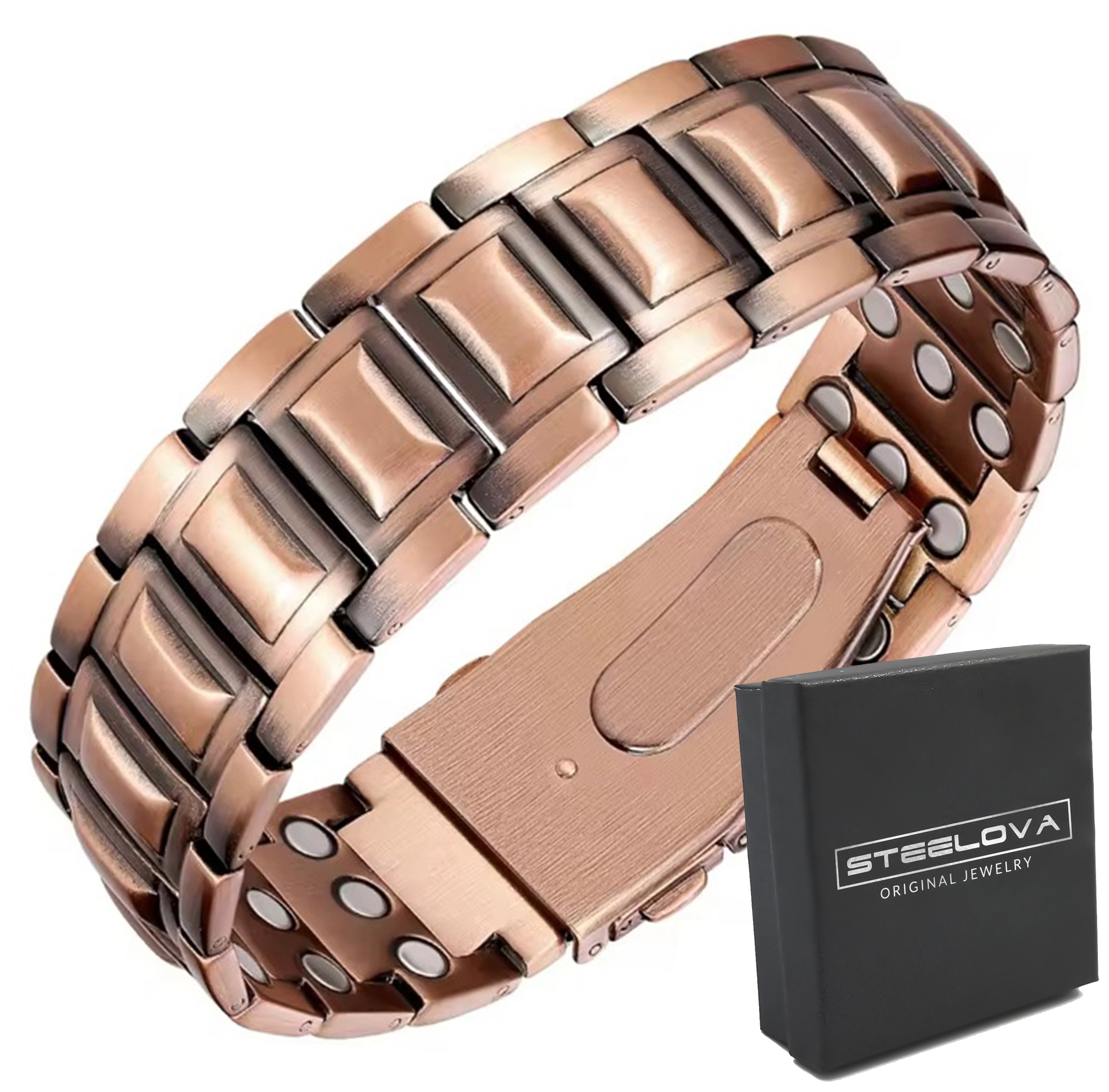 Široký Pánský Měděný Náramek Zdravotní Magnet Silný