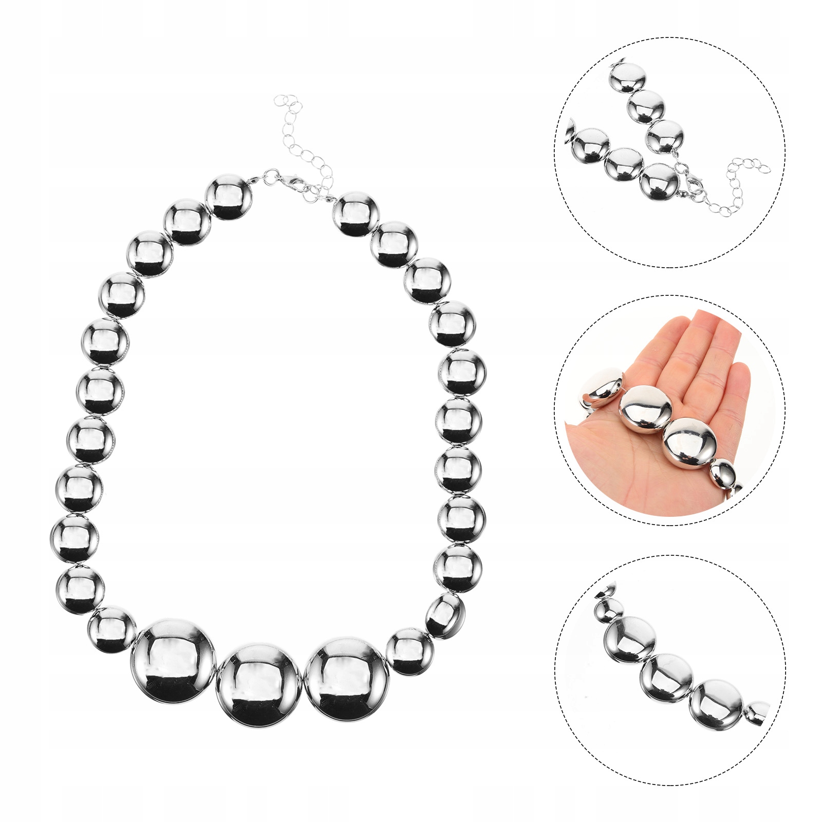 Naszyjnik z koralikami dla kobiet, chokery w stylu vintage Kolor dominujący srebrny