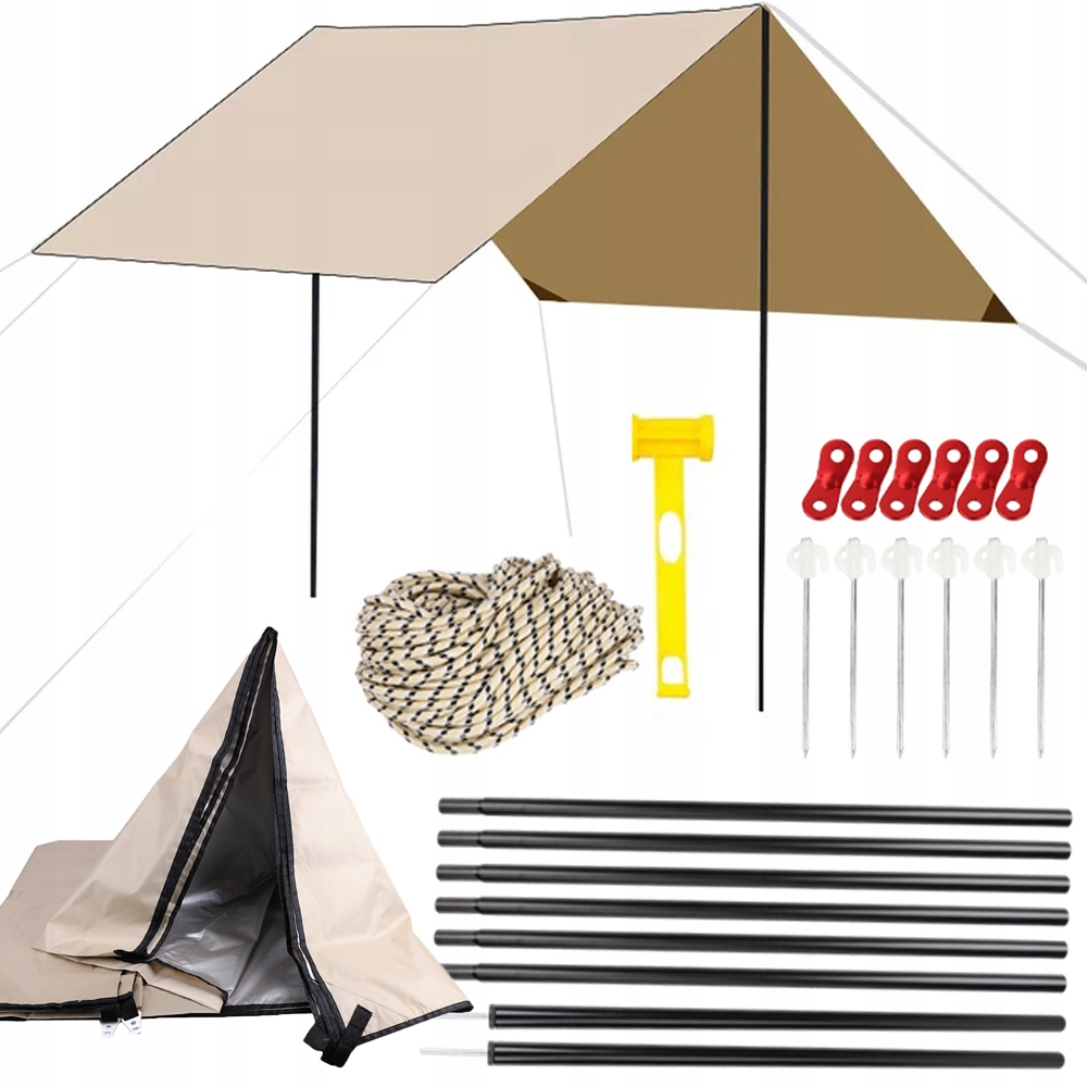 Stan Chránící Před Sluncem Turistický Tarp Plachta Bivak 3X3 M