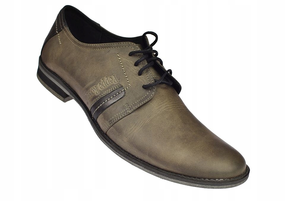 Pánské kožené polobotky stínované, ležérní společenské, Polské výroba M28, vel 43