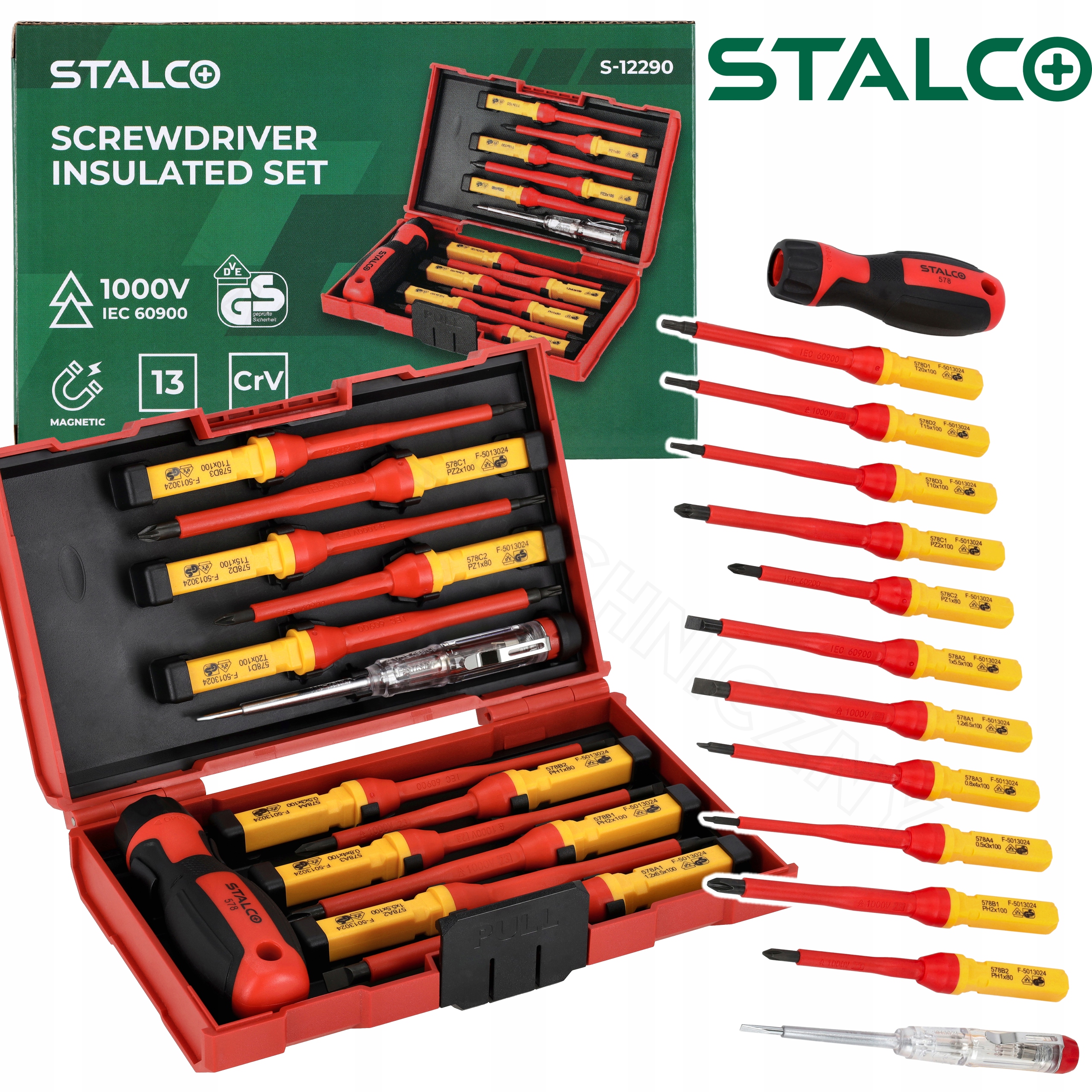 Wkrętaki Elektrotechniczne Stalco S-12290 Zestaw 13 el. CrV 1000V Vde