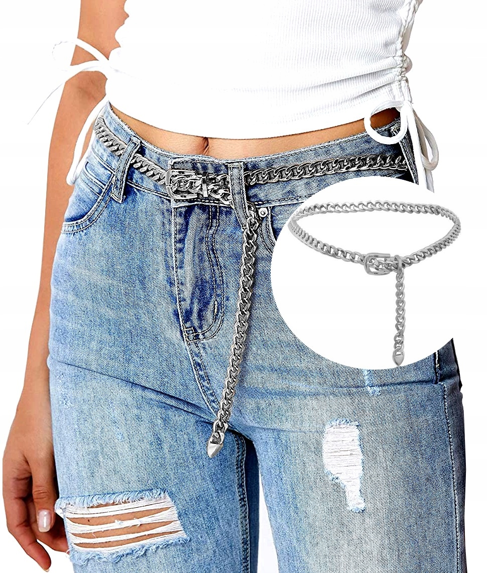 

Pasek Srebrny gruby na pas Metal łańcuch pancerka