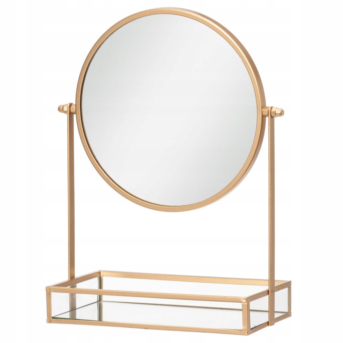 Kosmetické Zrcátko Na Make-up S Podnosem Na Drobnosti Ø 20 cm Zlatý Rámeček
