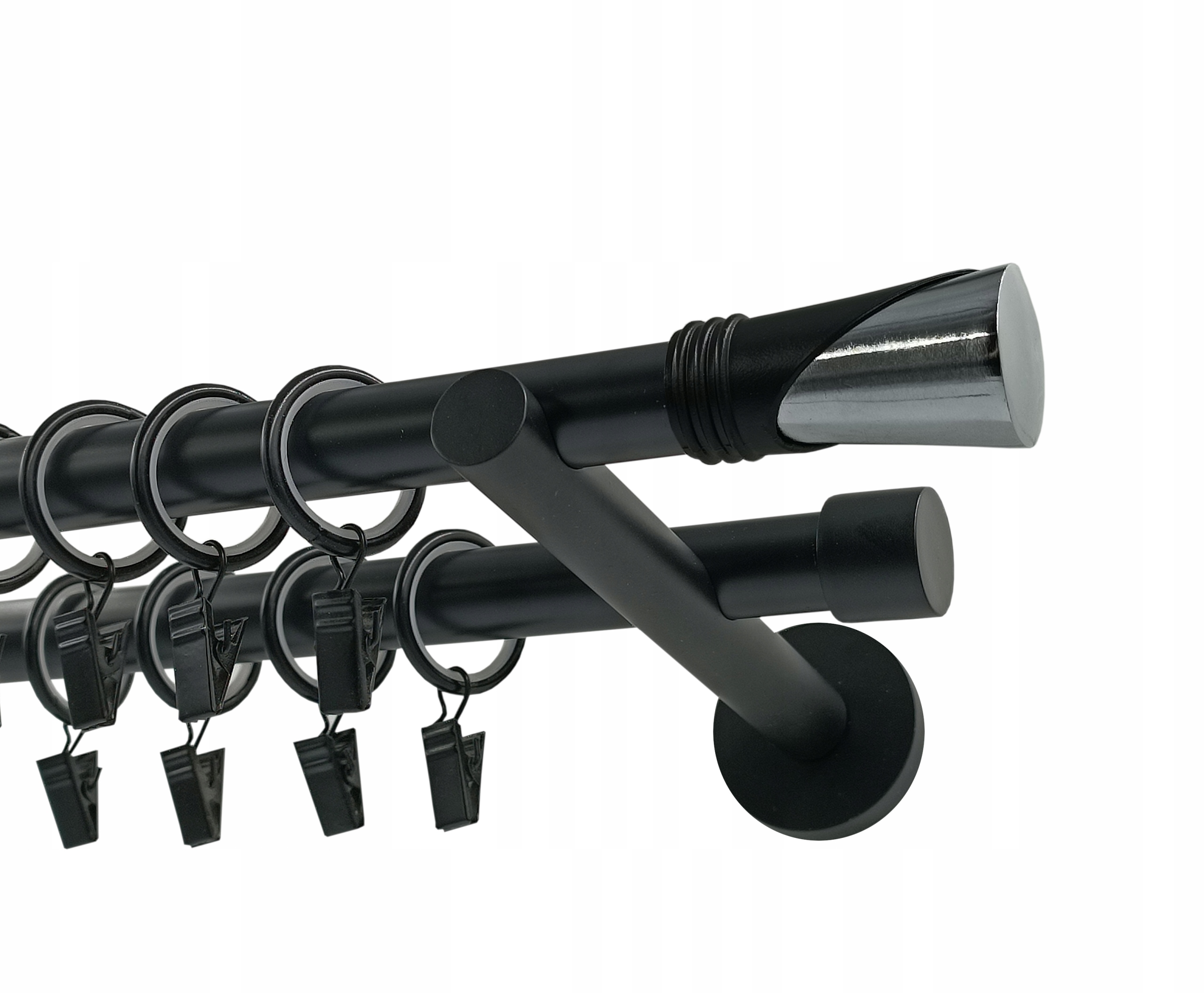 Garnýž dvojitá Kovová 19+19 mm Vega Black&chrom 400 cm