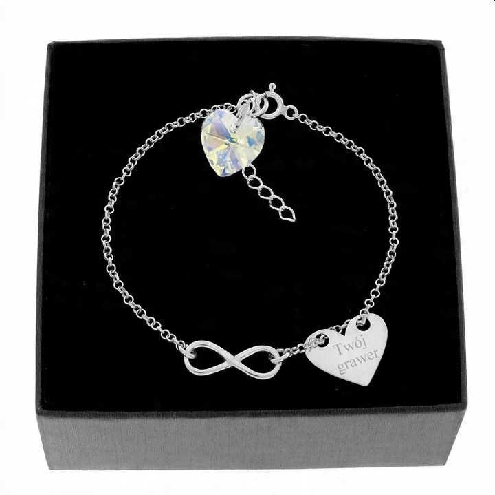 

Bransoletka Grawer Infinity Serce Kr. Swarovski