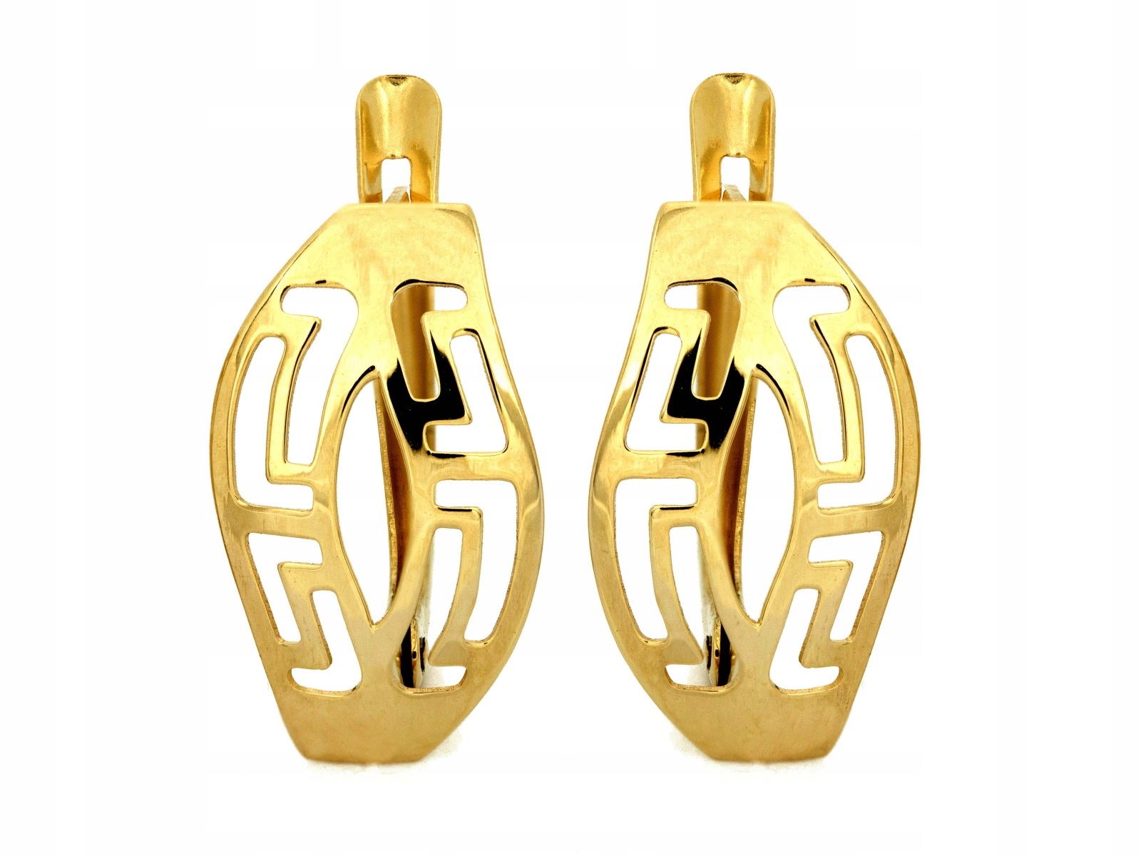 Dámské náušnice ze zlata 585 s vyřezanými plechy a řeckým vzorem jako dárek