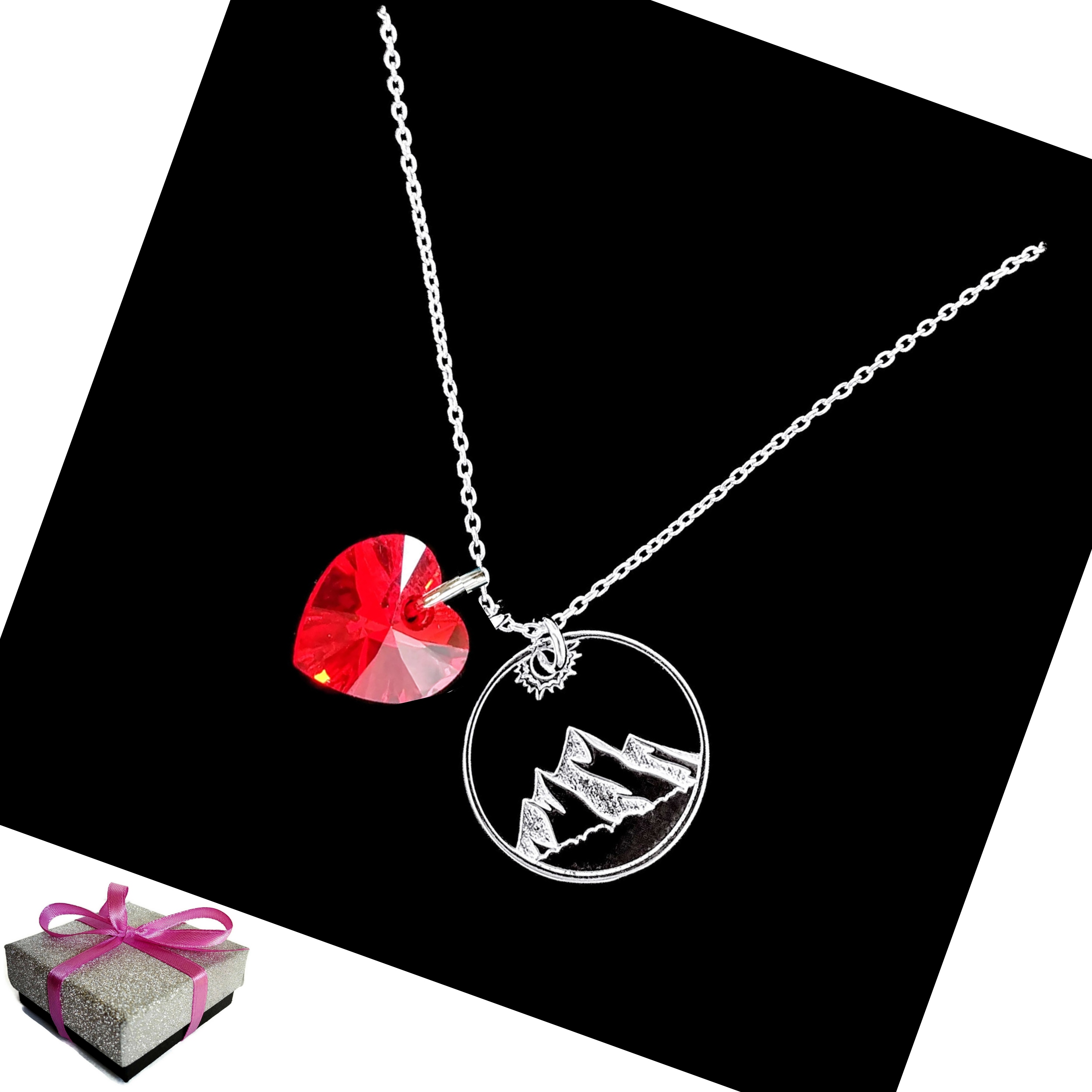 

Naszyjnik Góry Serce Gór + Swarovski Srebro 925