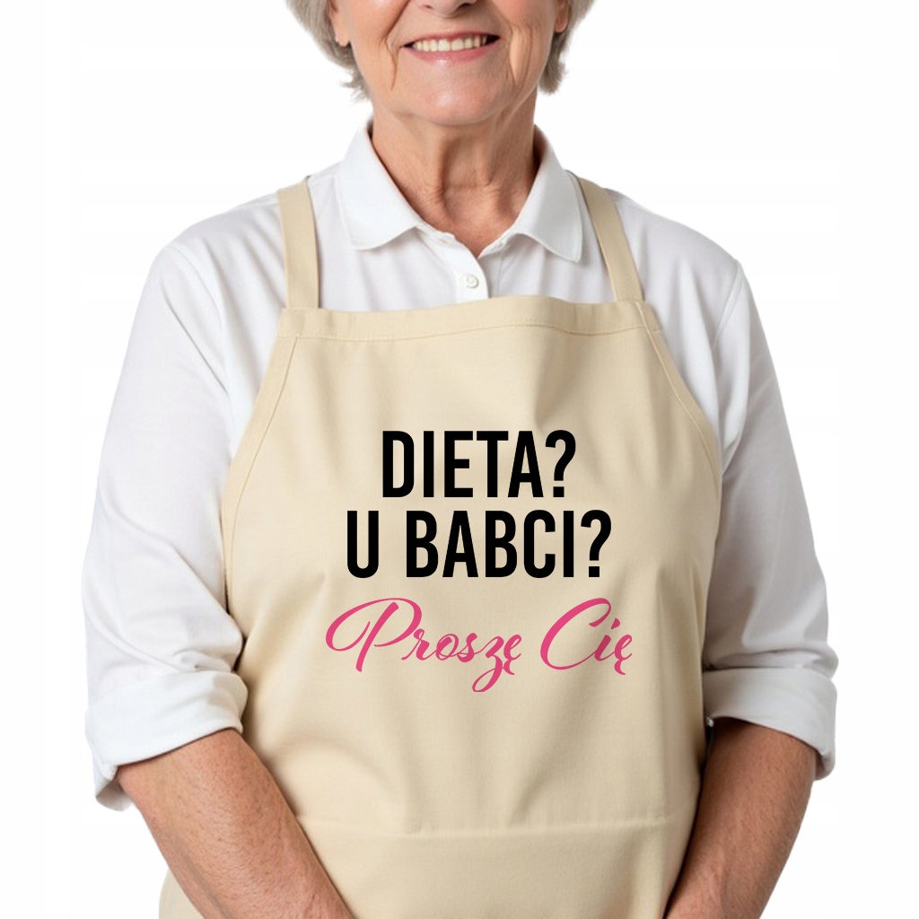 Kuchyňská zástěra Béžová Dárek k Vánocům pro babičku Dieta? U babičky?
