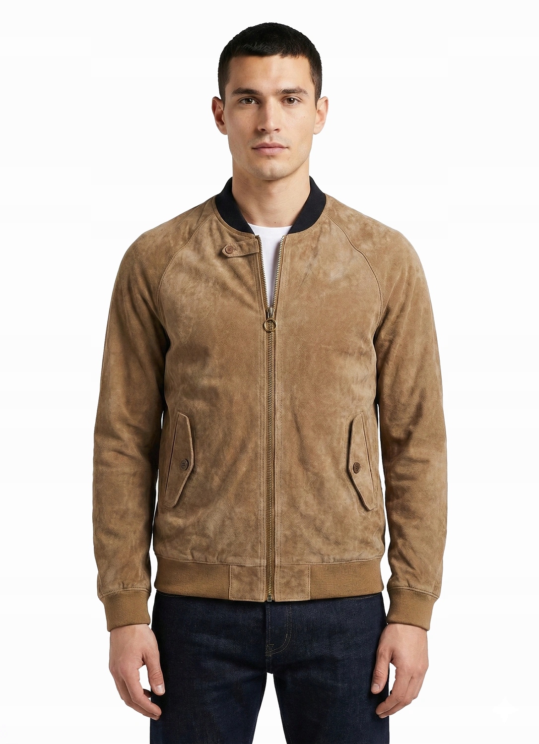 Pánská bunda Faguo Hanau přechodová kožená ramoneska béžová vel. Xs