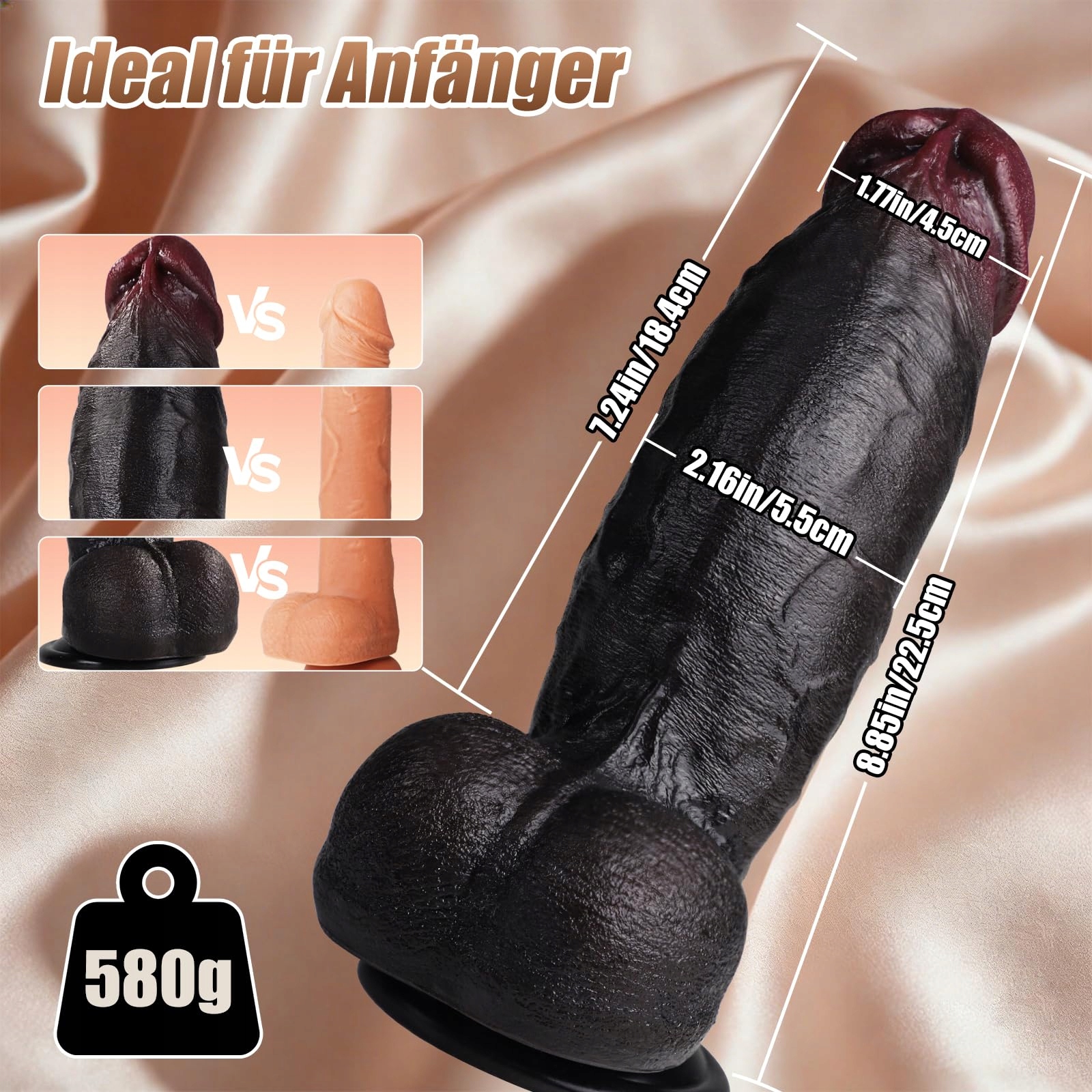 PRONFANS Realistyczny Dildo 22.5x5.5cm Silikonowy Z Przyssawką Dla Kobiet — miniatura 5