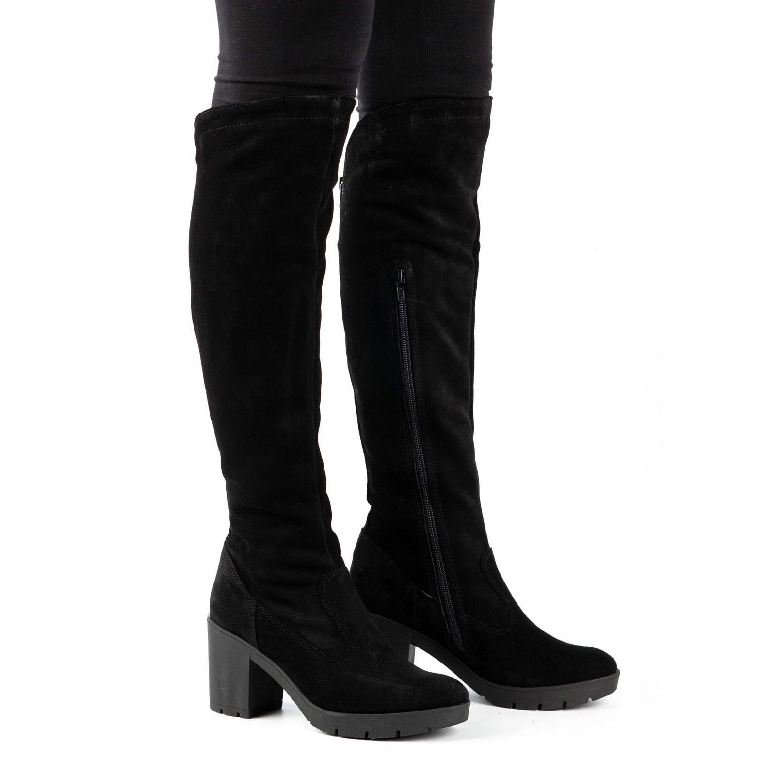 Dámské zateplené kozačky z přírodní semišové kůže Margaret černé 38