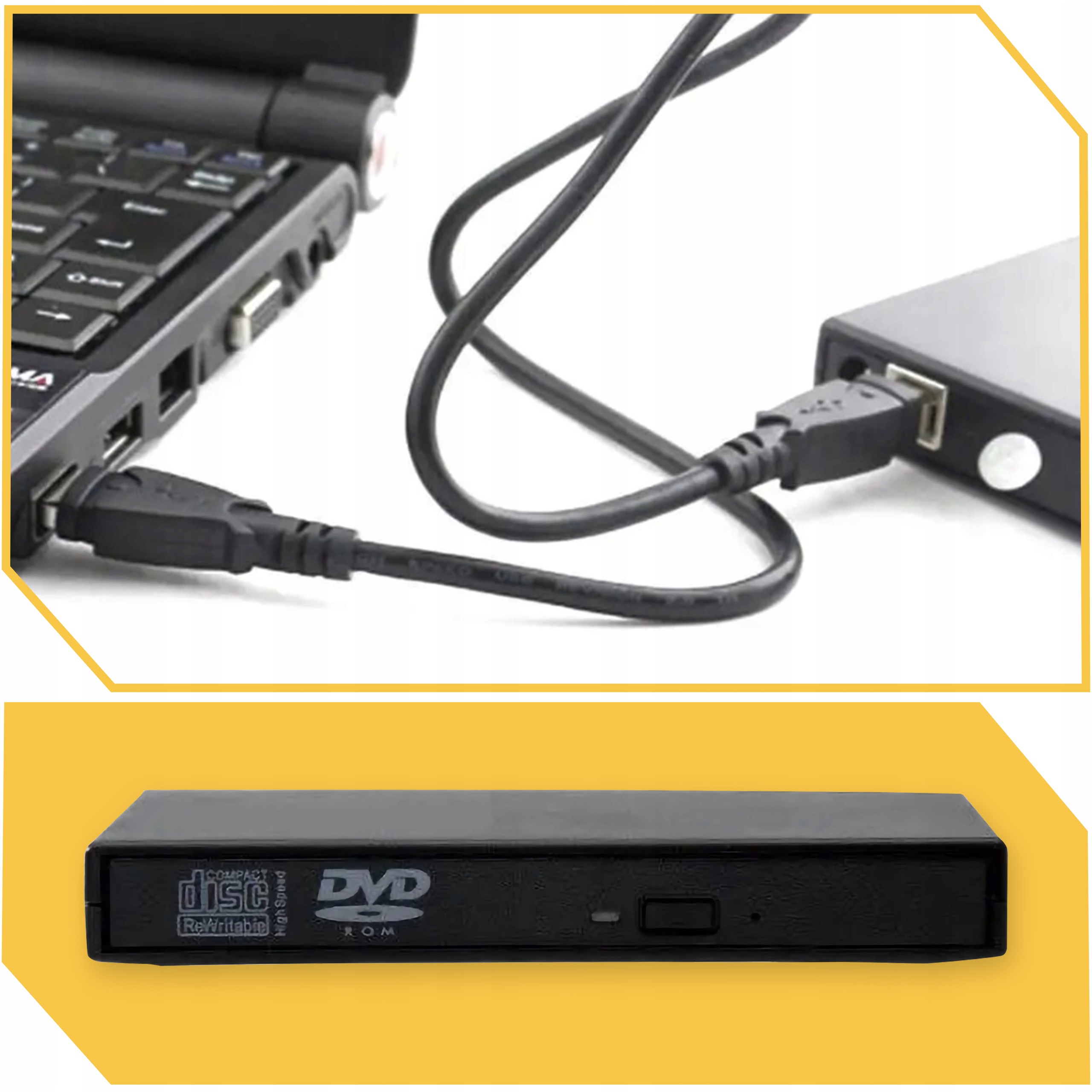 NAPĘD ZEWNĘTRZNY CD-R DVD USB Nagrywarka Do Laptopa PC Odtwarzacz Przenośny Interfejs USB 2.0