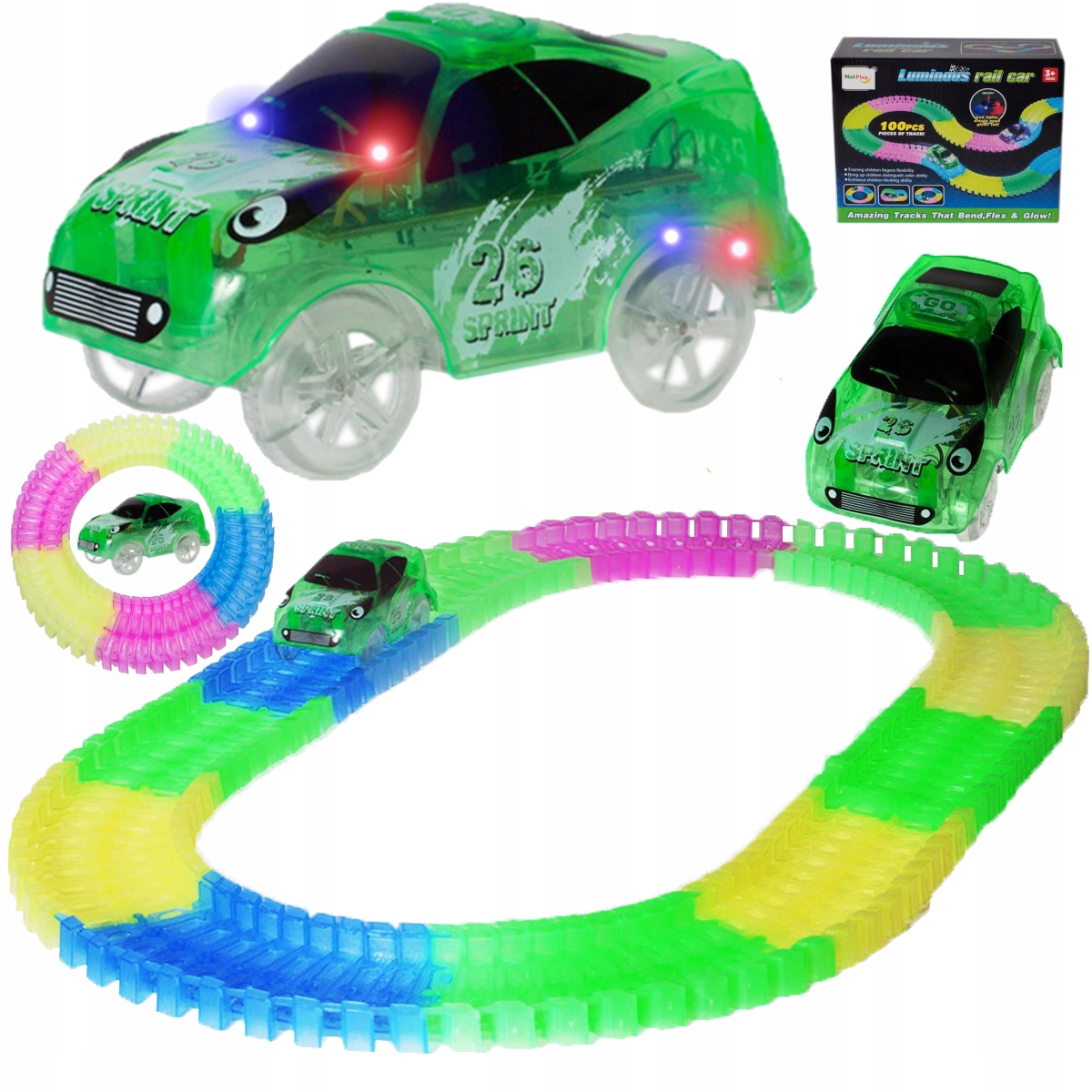

Tor Samochodowy Świecący Glow Tracks Auto 100 el
