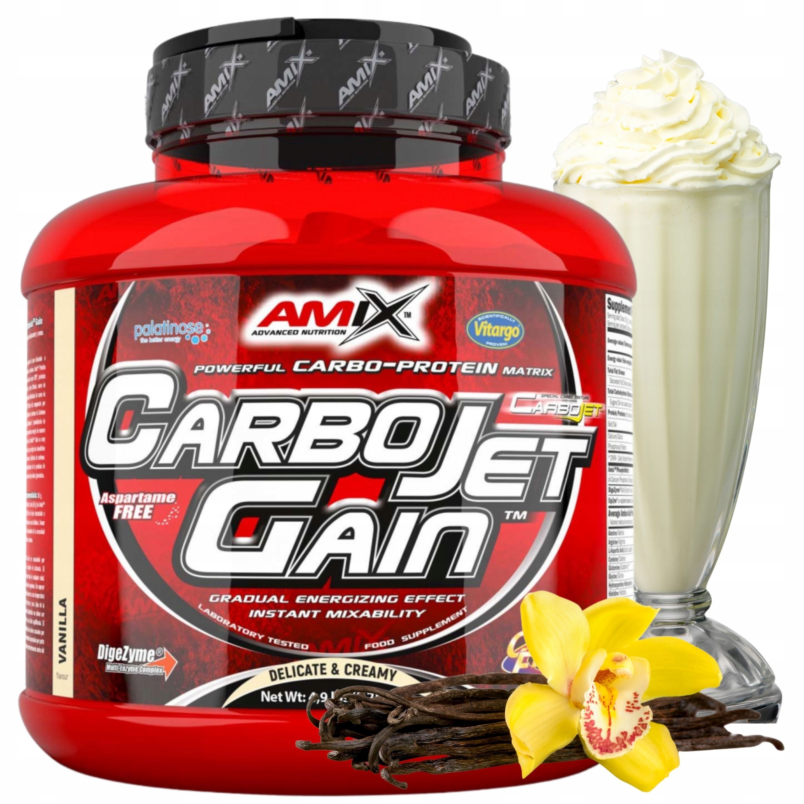 Carbojet Gain Doplněk Stravy Gainer na Cfm hmotu Vitargo Sacharidy Bílkoviny Vanilka