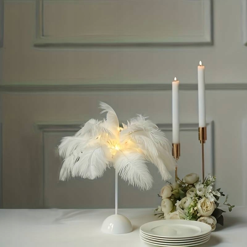 Lampka Nocna LED Dekoracyjna Ozdobna Na Biurko Piórka Na Baterie 40cm EAN (GTIN) 5905973194891