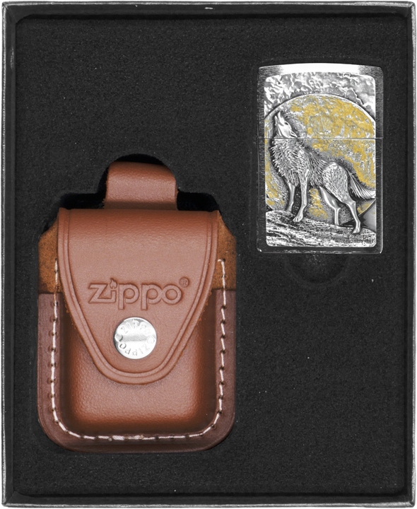 Zestaw Zippo Zapalniczka Wolf At Moonlight prezentowy*nr2