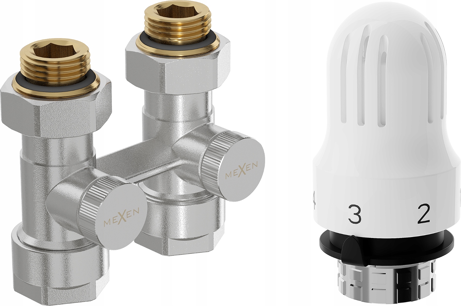 Mexen G04 Termostatická Dvoutrubková Sada DN50 Přímá 1/2"x16 MM Nikl