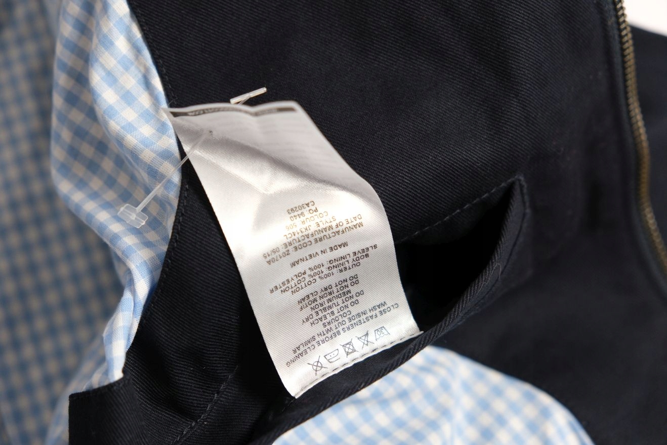 LYLE&SCOTT__GINGHAM HARRINGTON__NOWA KURTKA MĘSKA NAVY__S Długość do bioder