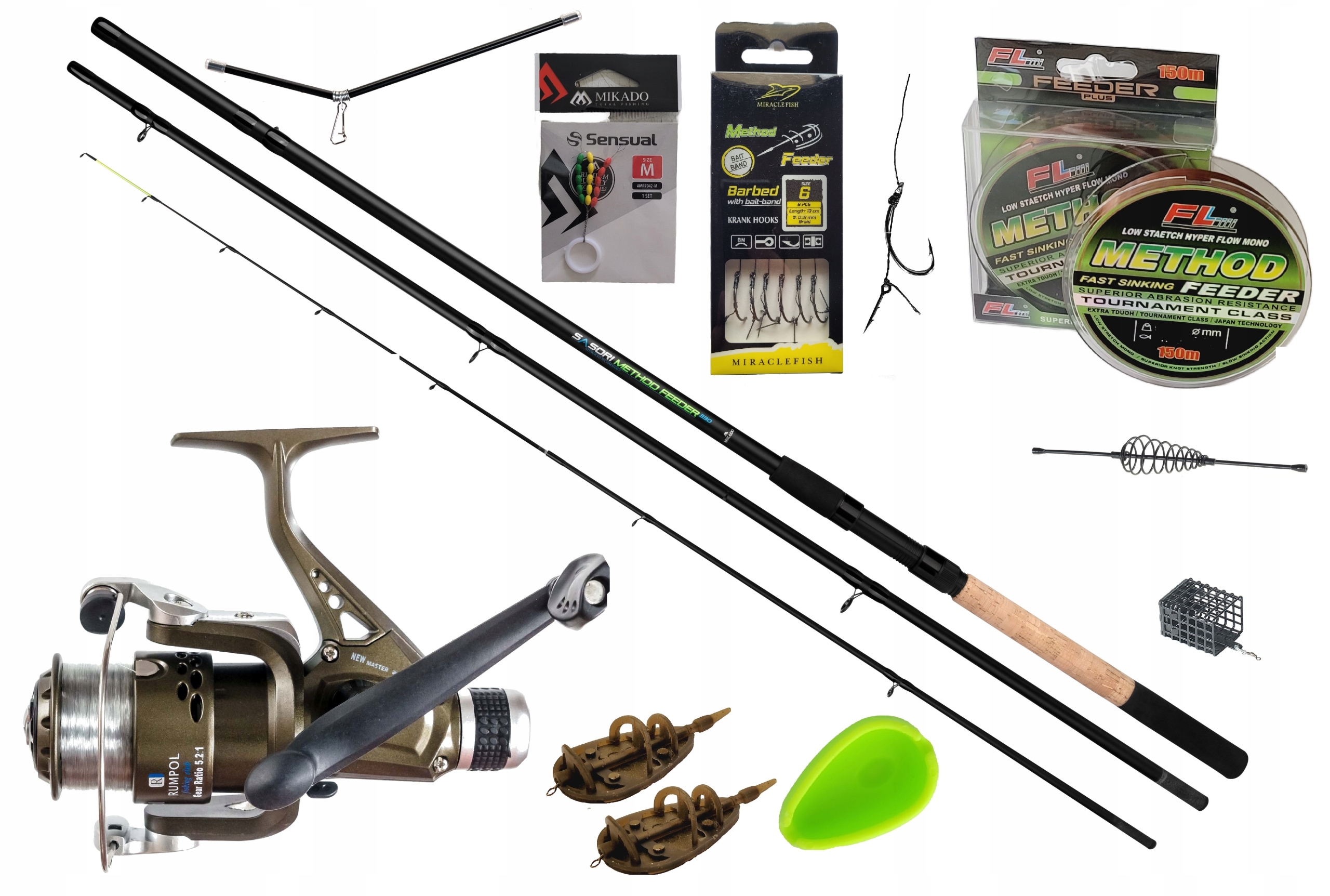 Zestaw wędkarski gruntowy Method Feeder Wędka feeder Mikado Kołowrotek Kosz