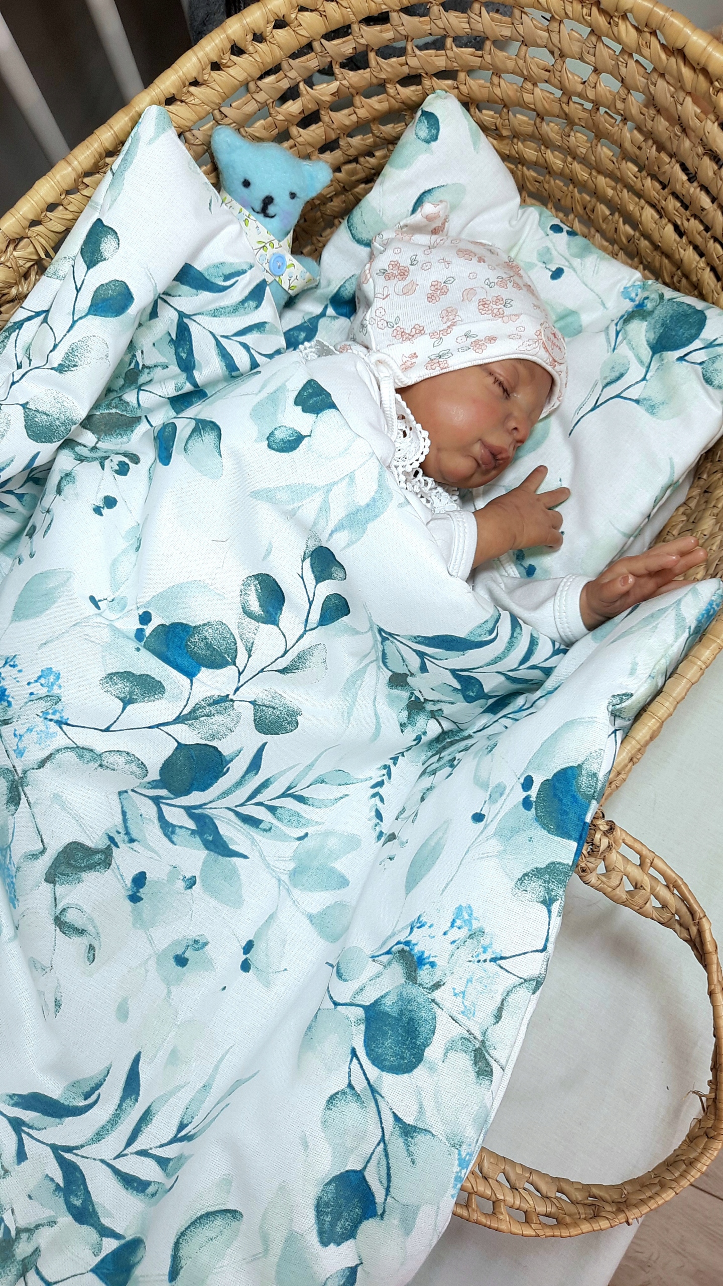 Poszewka na kołdrę do łóżeczka PEONIE akacje liście mięta 100x135 135x100 Długość (cm) 135