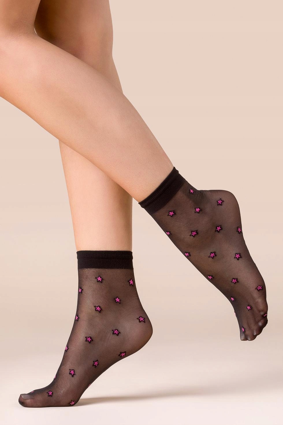 

Skarpetki cienkie Gabriella Stars Uni Nero/pink