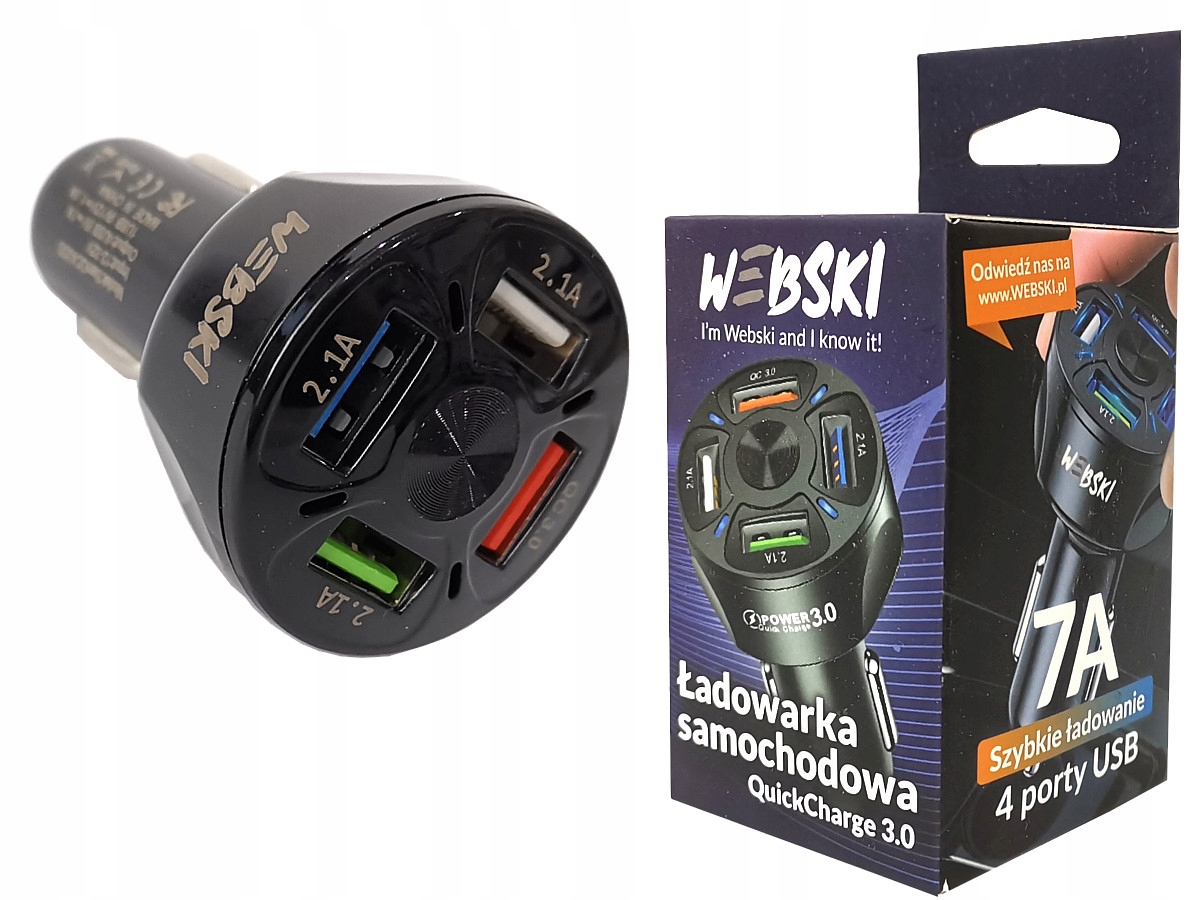 

Ładowarka do samochodu 4xUSB Qc 3.0 podświetlenie