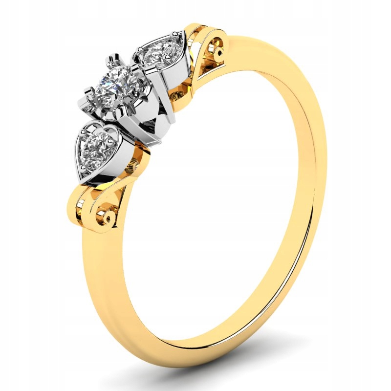 

Pierścionek Złoty Zdobiony Z Brylantami 0,18CT