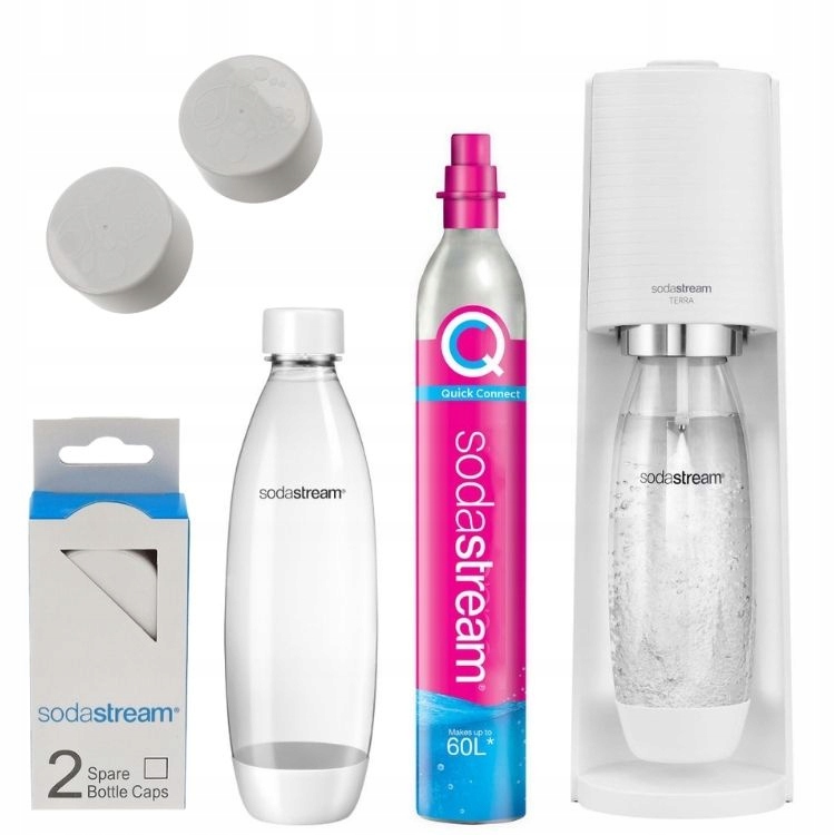 Set Výrobník Sody SodaStream Terra Bílý láhev, bombička CO2 a 2 uzávěry