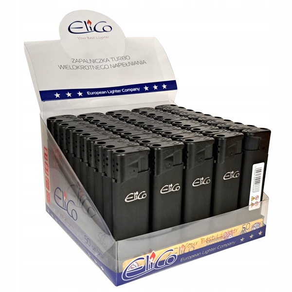 Zapalniczka Piezo Elico Black Box 50szt