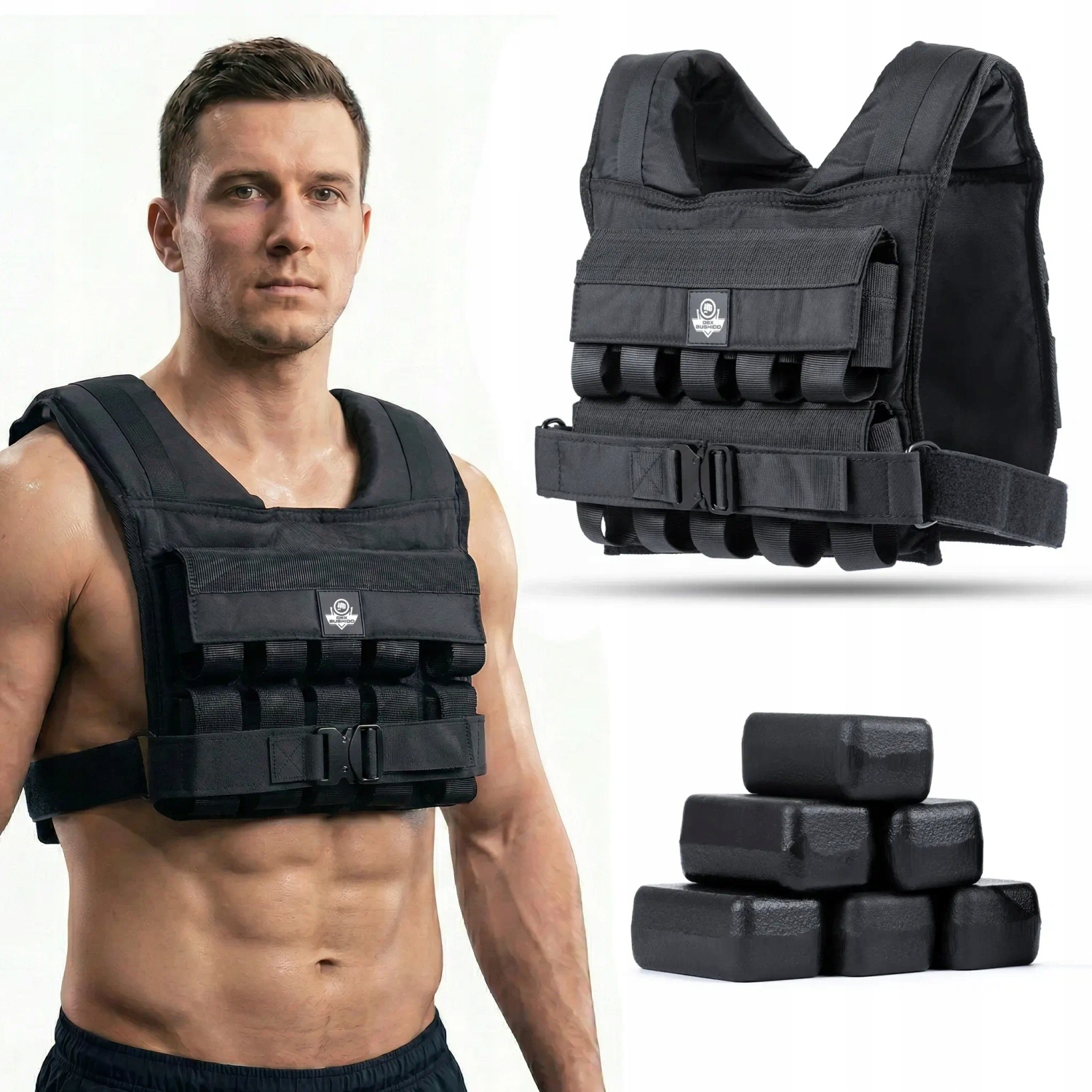 Kamizelka Treningowa Obciążeniowa Z Bloczkami Regulacja Wagi 1-20kg Bushido