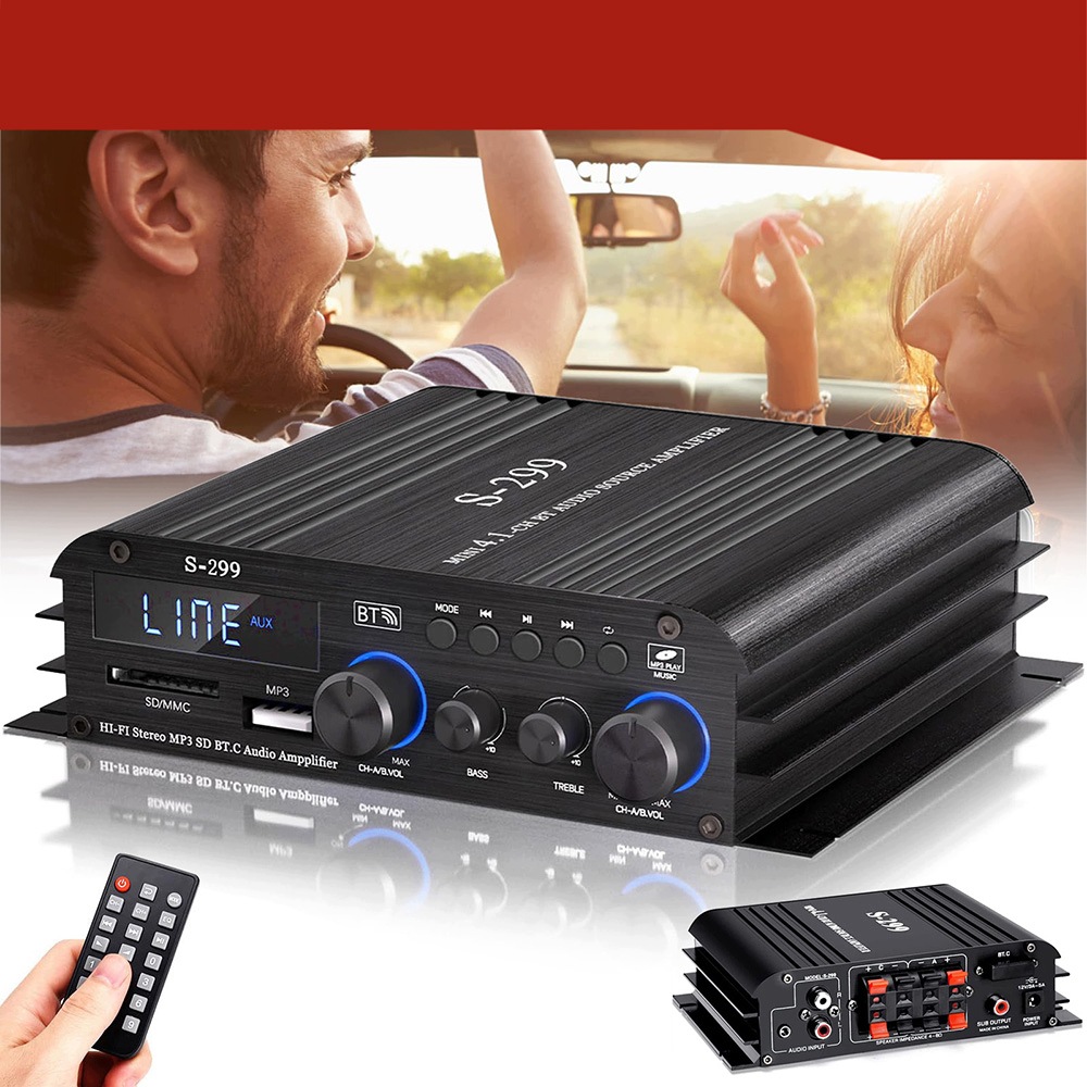Audio Zesilovač Hifi Bluetooth Fm Rádio MP3 Stereo Receiver 2-KANÁLOVÝ