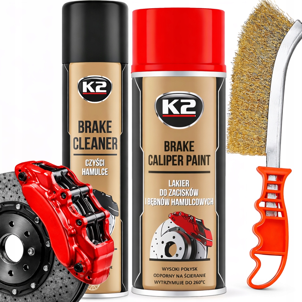 K2 Zestaw Lakier Farba Do Malowania Zacisków Hamulcowych Spray Czerwony