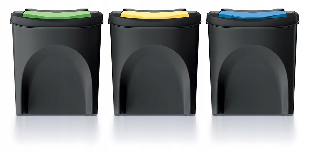 Levně Sortibox černá sada 3x25L pro třídění odpadu s barevnými štítky