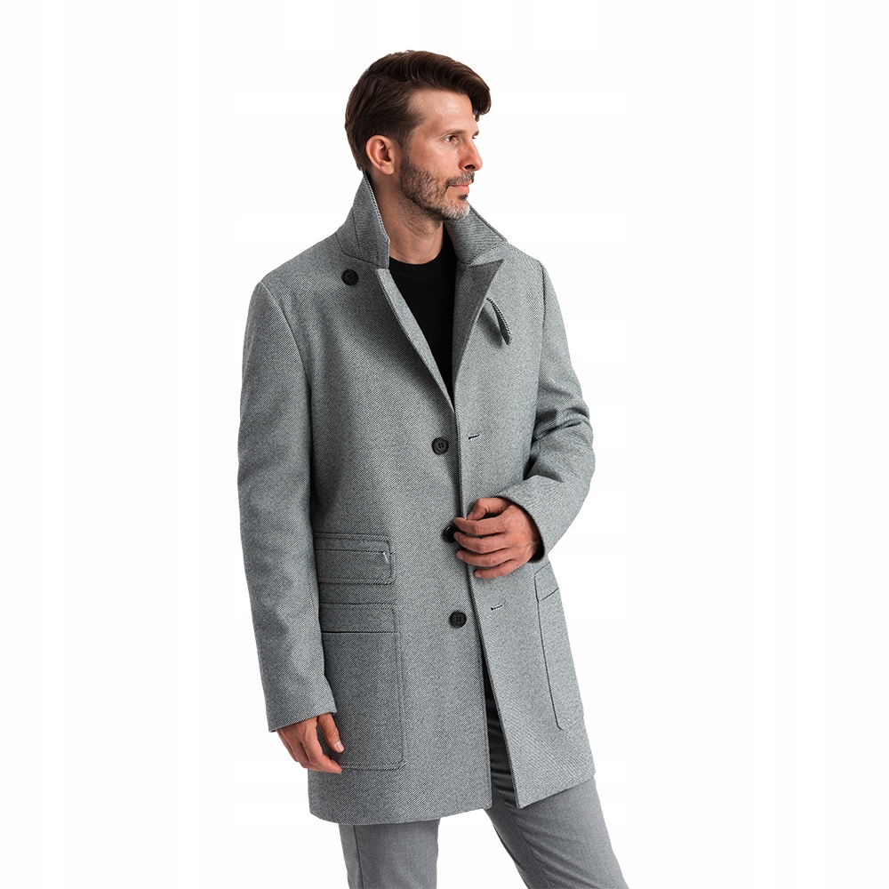 Pánský jednoradový kabát s kapsami šedý V3 OM-COWC-0108 S