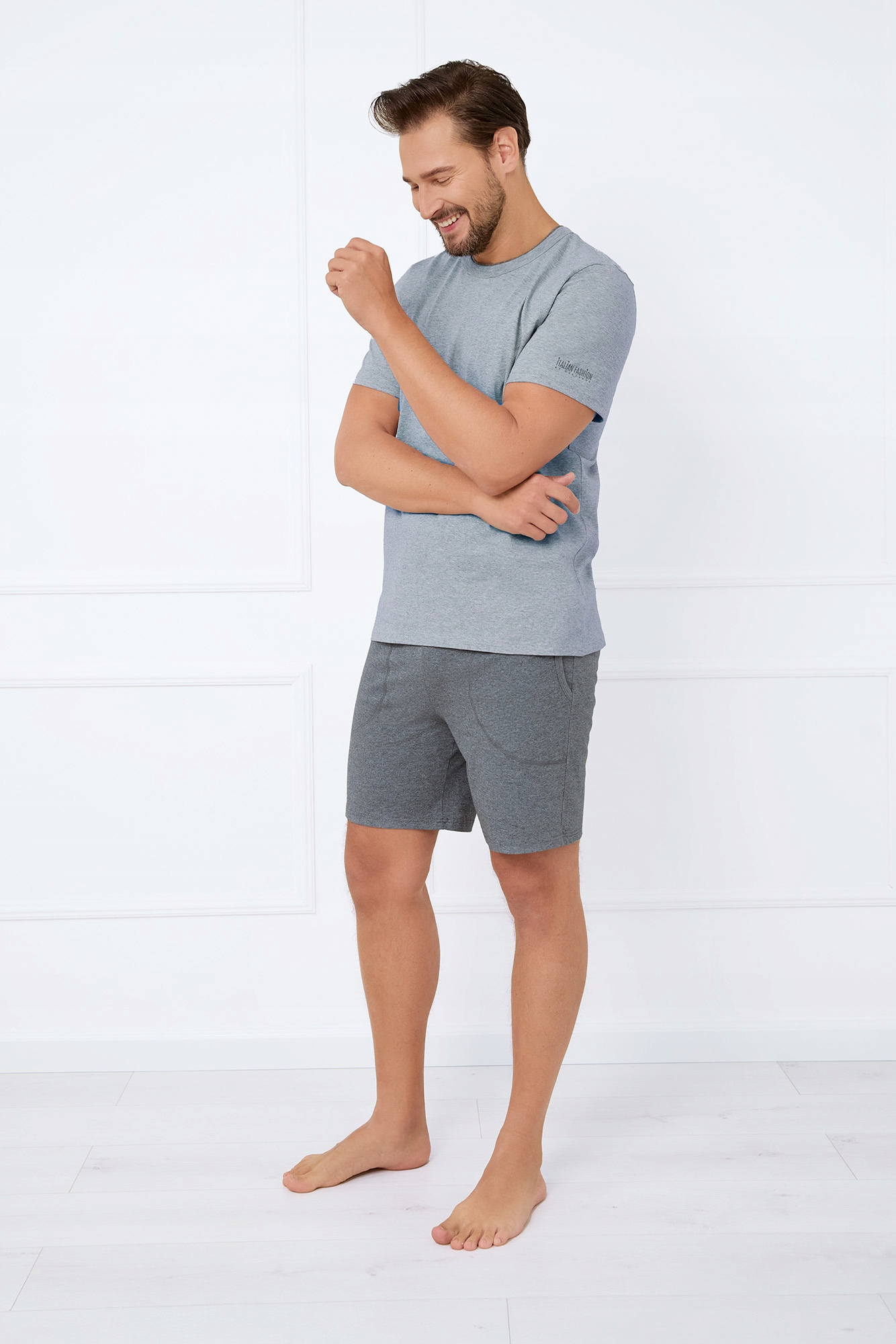 Pánské pyžamo s krátkým rukávem a krátkými kalhotami Krystian XL Italian Fashion