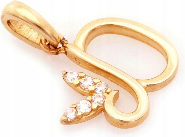 Zlatý přívěsek 585 Písmeno D se zirkony 0,58g přívěsek módní vzor 14k