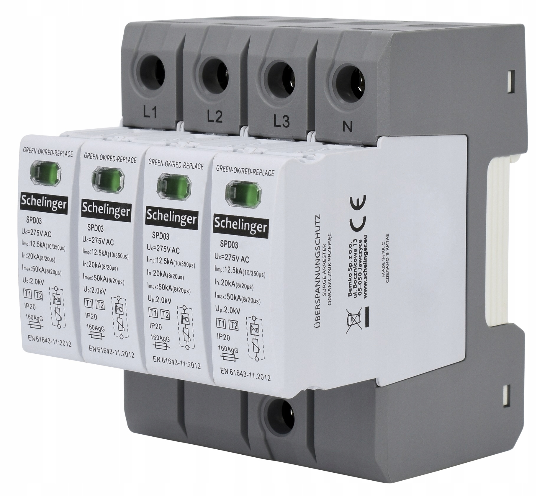Schelinger Ogranicznik Przepięć 4P 12,5kA(10/350) Klasa T1+T2 (b+c)