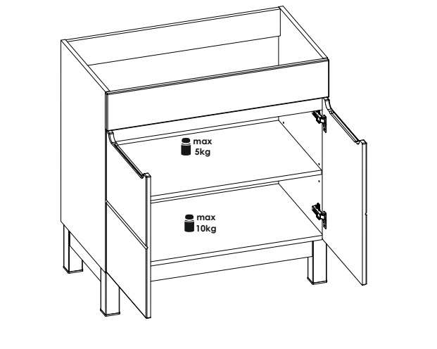 Szafka pod umywalkę 80 cm BALI GRAFIT 821 stojąca Głębokość mebla 45 cm