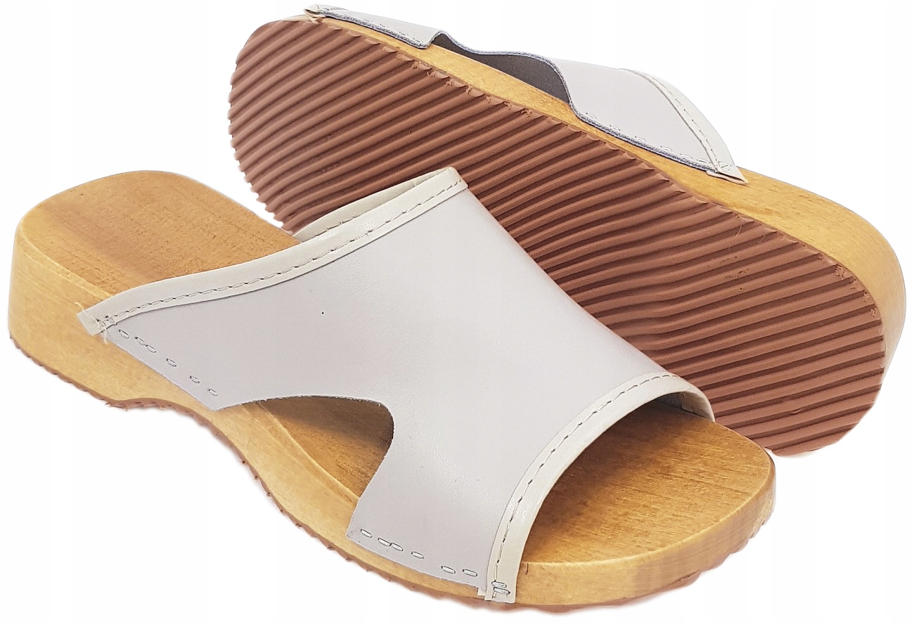 Drewniaki Trepy Skóra Chodaki Medyczne Odkryte *38 Rozmiar 38