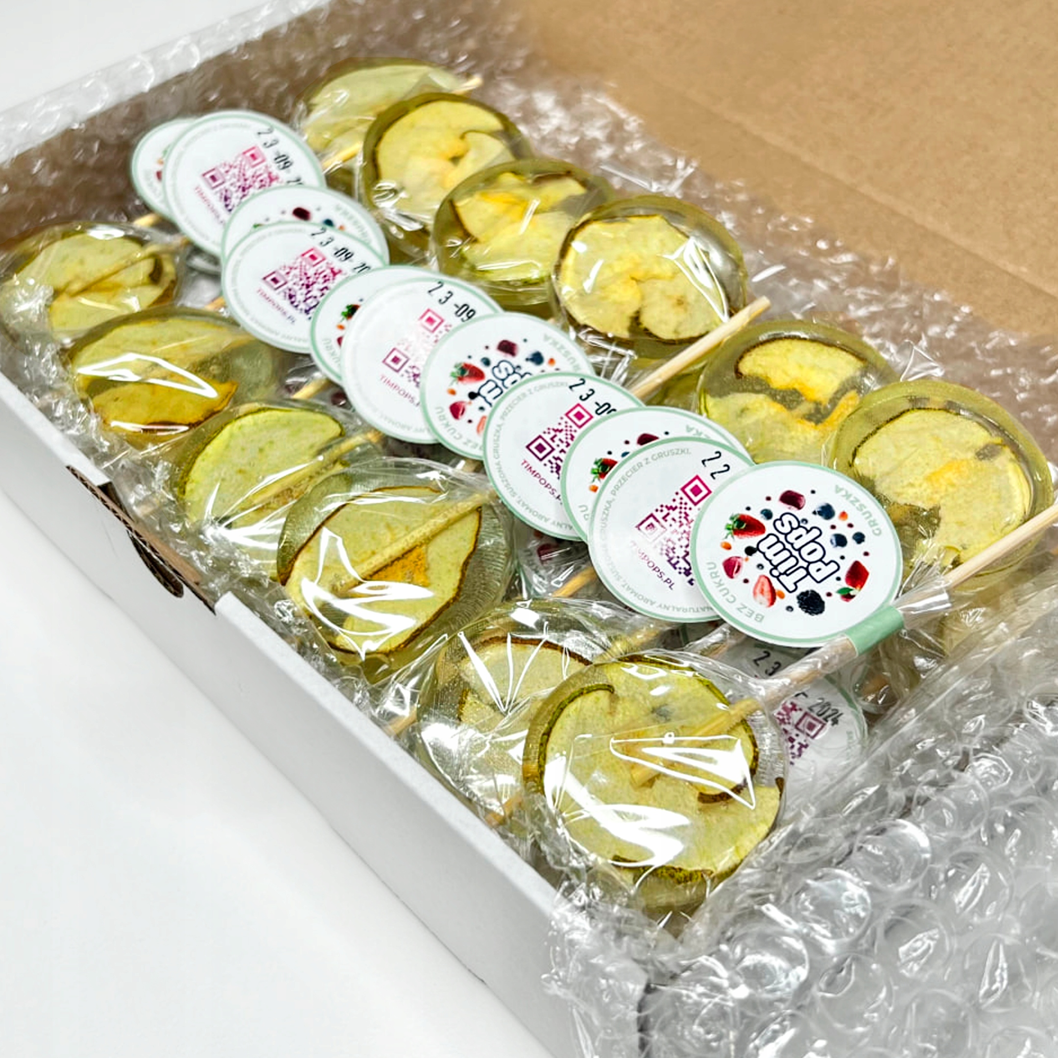 Sada 25 lízátek TimPops (bez cukru) – Hruška – Pro třídu