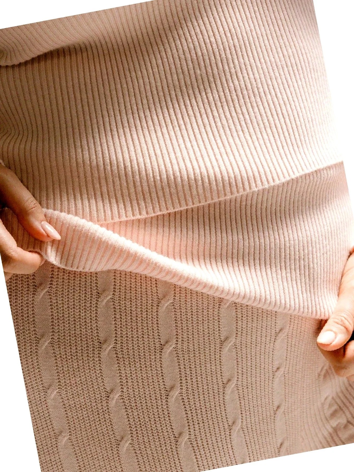 Kalhoty Wide Leg Copánek Ležérní z úpletu Dámské Pudrové XXL 44