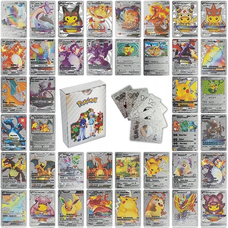 

Srebrne Karty Pokemon Zestaw 55SZT Kolekcjonerskie
