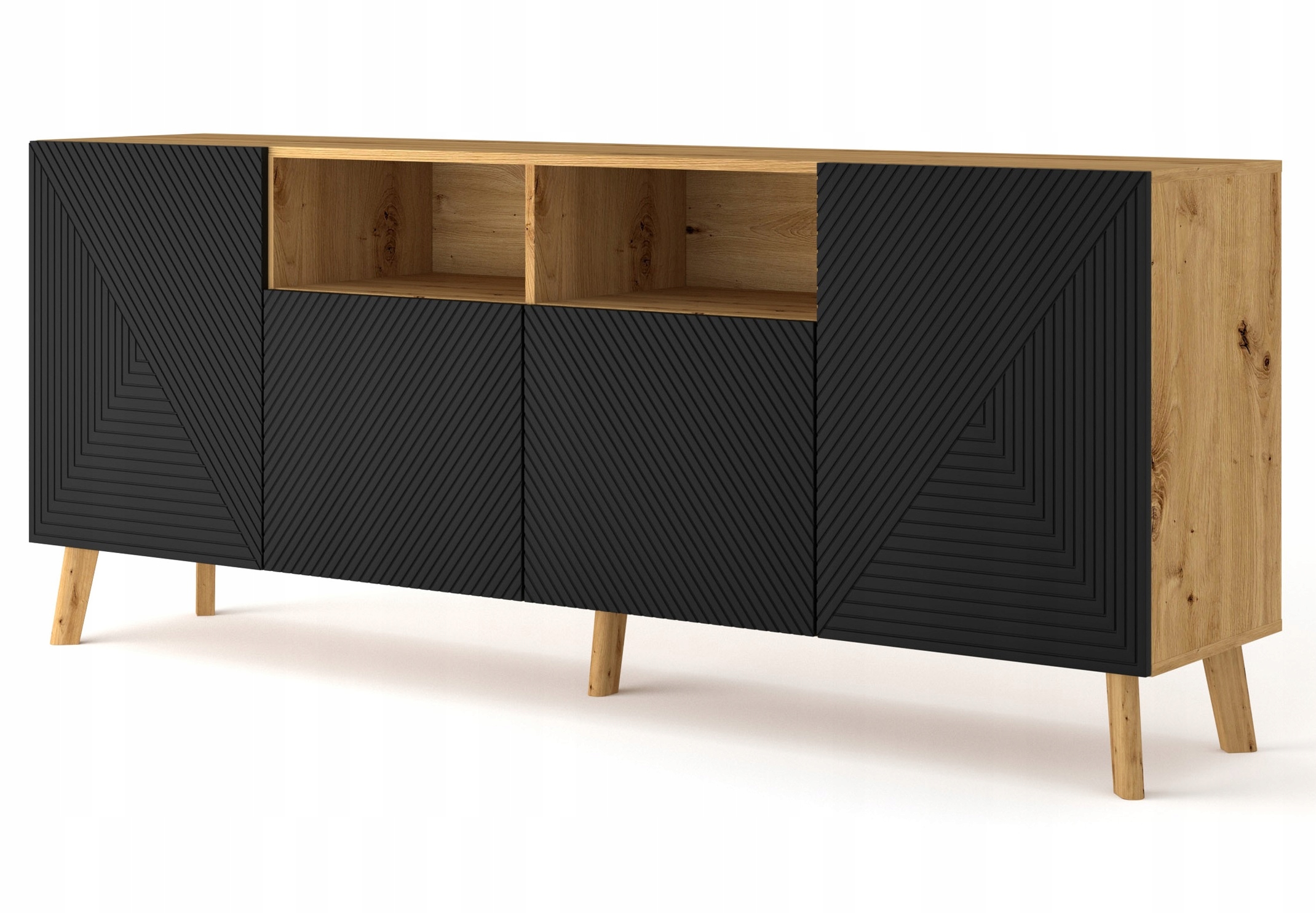 

Komoda Luxi 4D 195 cm dąb artisan/czarny mat