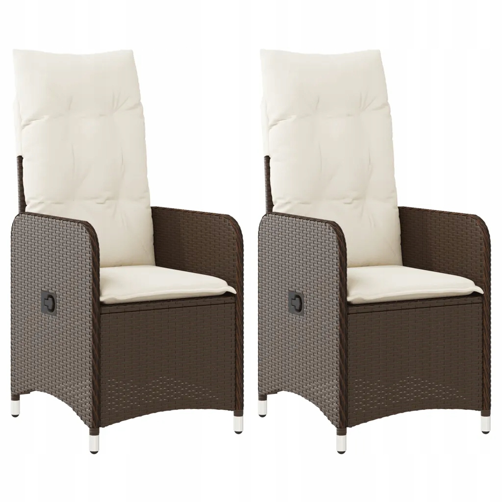 Skládací zahradní židle hnědé s krémovými polštáři, 54,5 x 58,5 cm