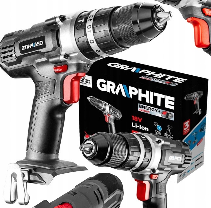 Aku Vrtačka Akumulátorový Příklepový Výkonný Šroubovák Graphite