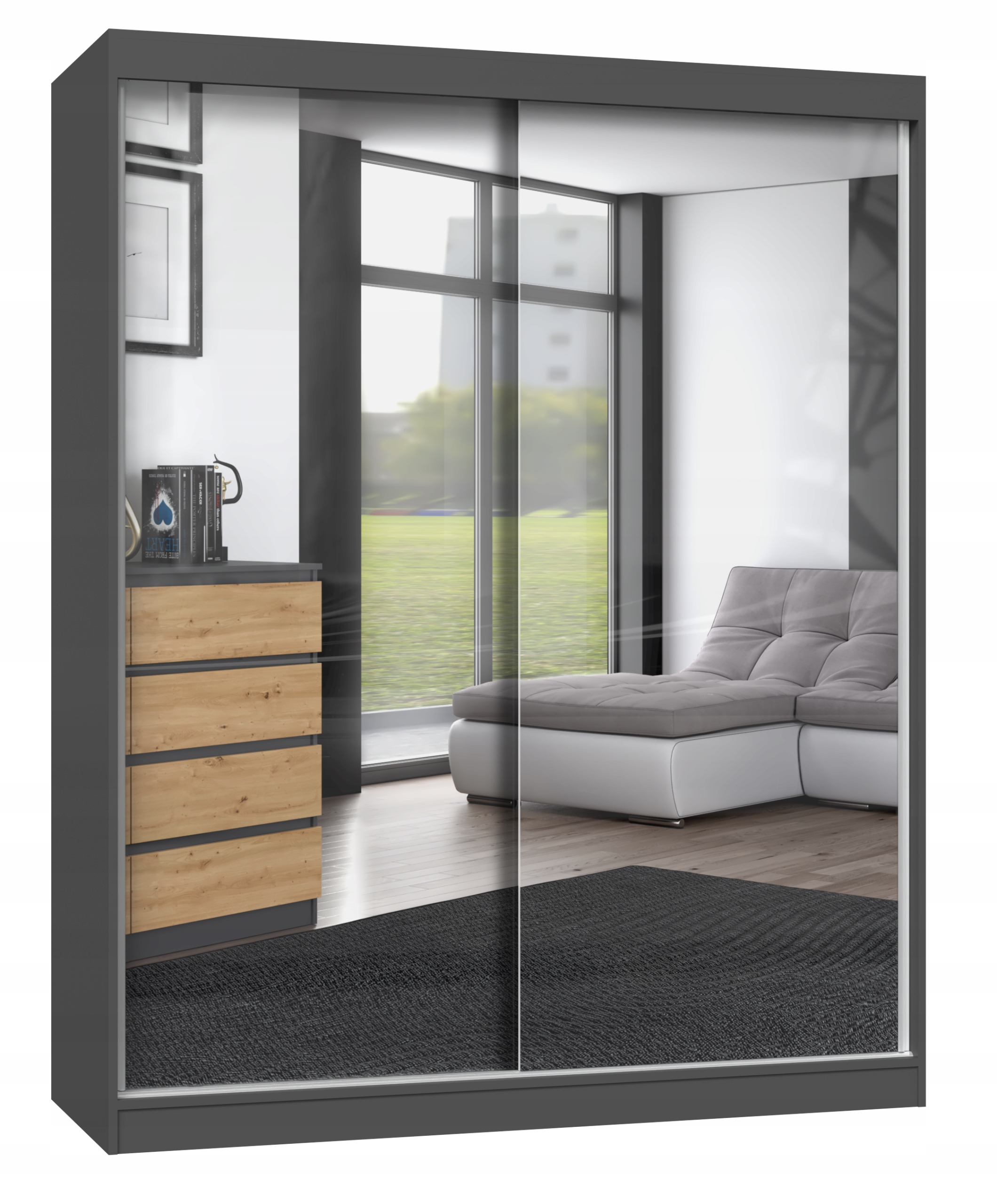 Шкаф-купе с зеркалом вместительный 160см