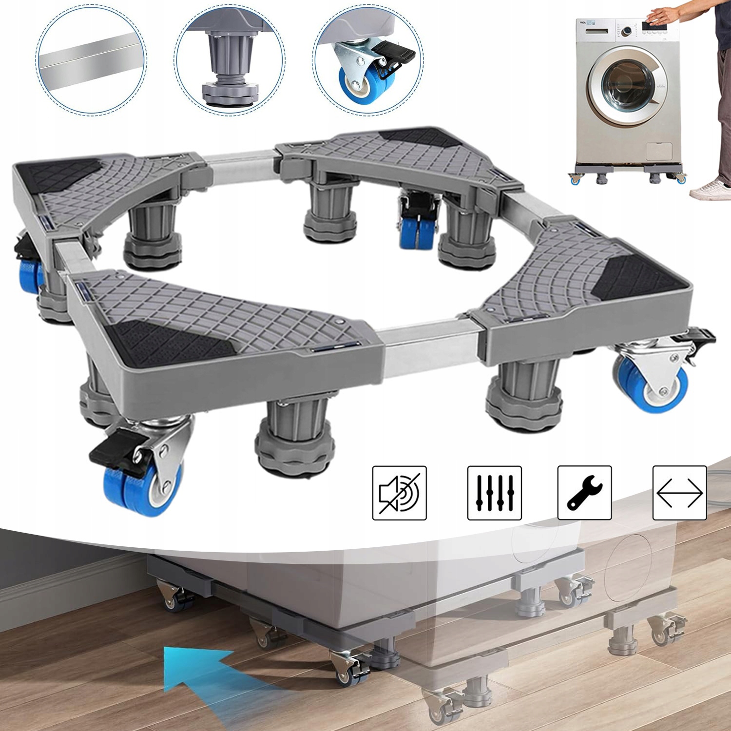 Regulowana Podstawa Pod Pralkę Ruchoma, Do Suszarek, Zamrażarki, Lodówki