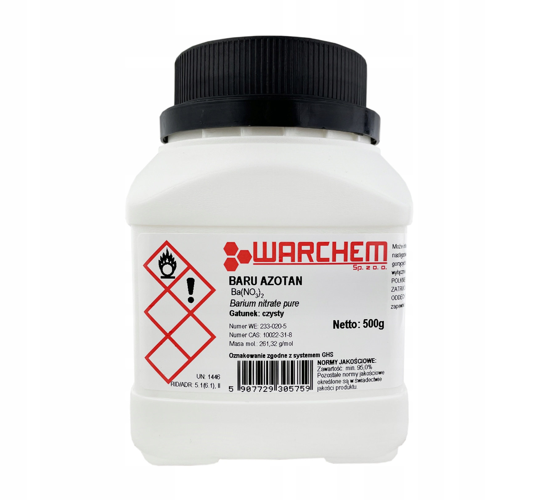 

Azotan Baru czysty 500g Warchem