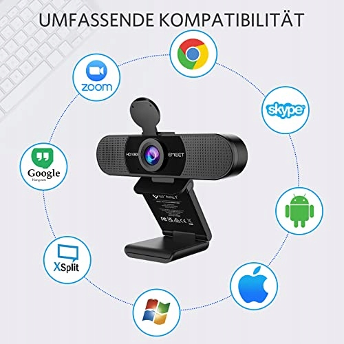 EMEET Kamera Full HD 1080P Z Osłoną Obiektywu Mikrofonem USB Plug & Play — miniatura 5